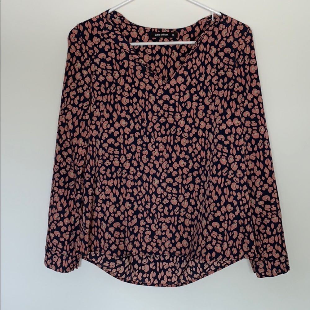 Julie Billiart Orange and Navy Floral Blouse